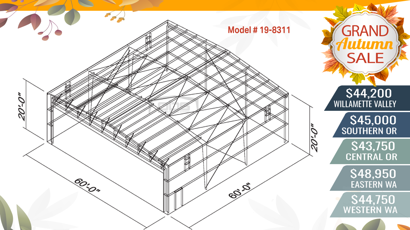 19-8311 Hangar Building Discounted Steel Building Specials