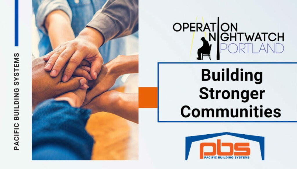 "Building Stronger Communities" in text under the Operation Nightwatch Portland logo
