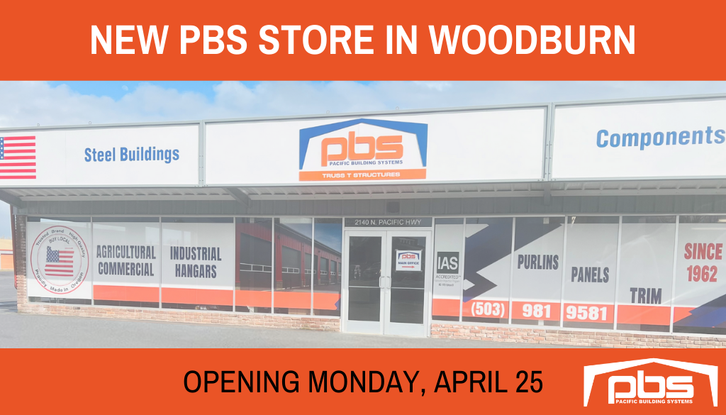 "New PBS Store in Woodburn", Oregon in white text over a photo of PBS Components Direct Store