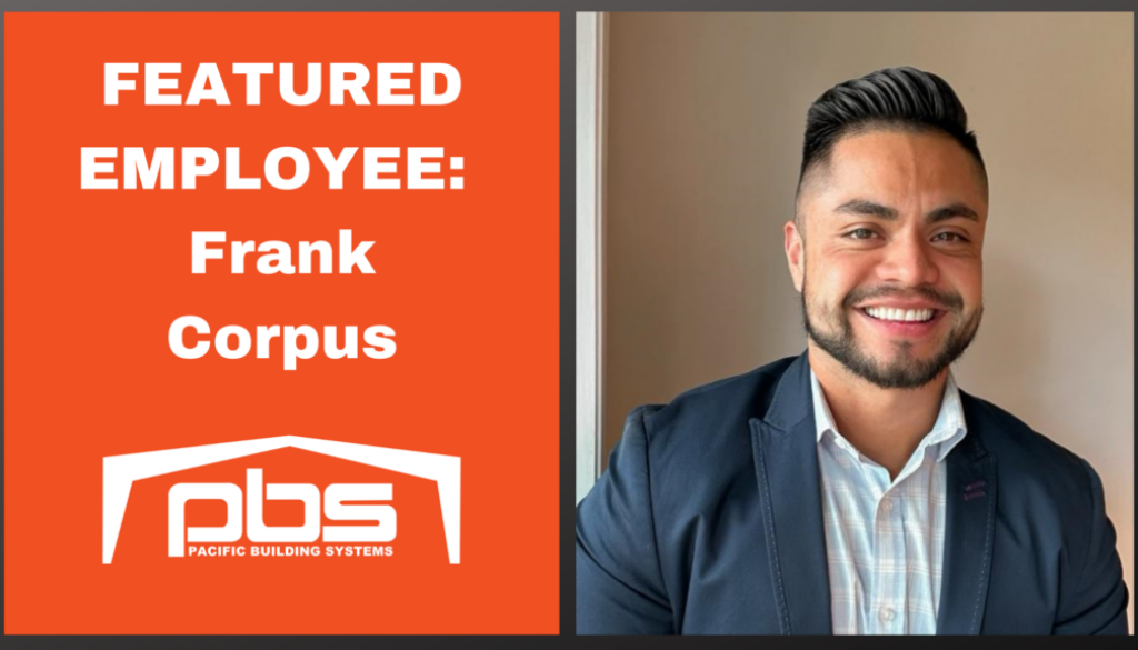 "Featured Employee - Frank Corpus" in white text next to a photo of Frank