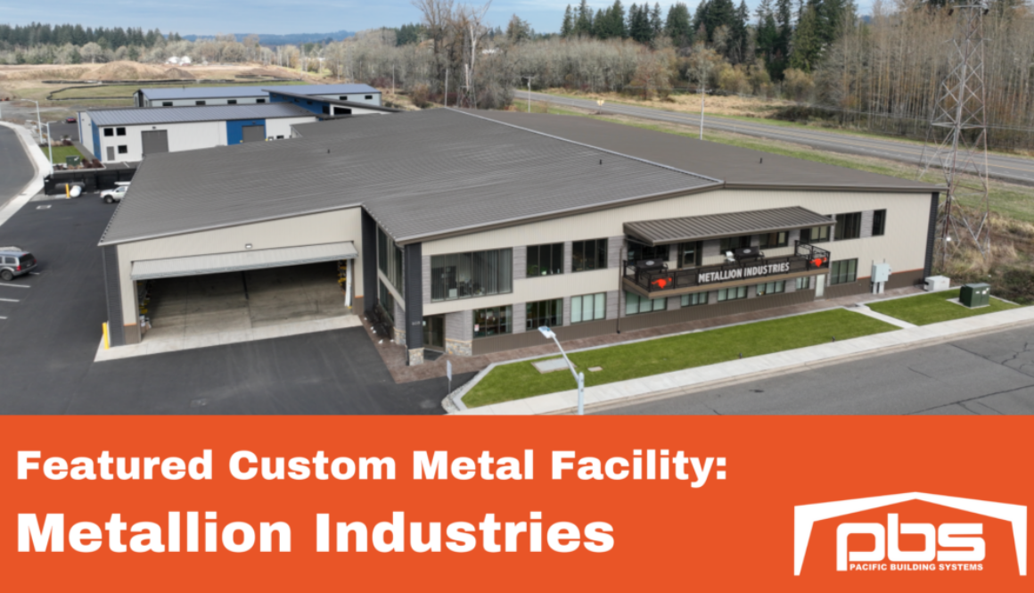 "Featured Custom Metal Facility: Metallion Industries" in white text over an aerial photo of Metallion Industries